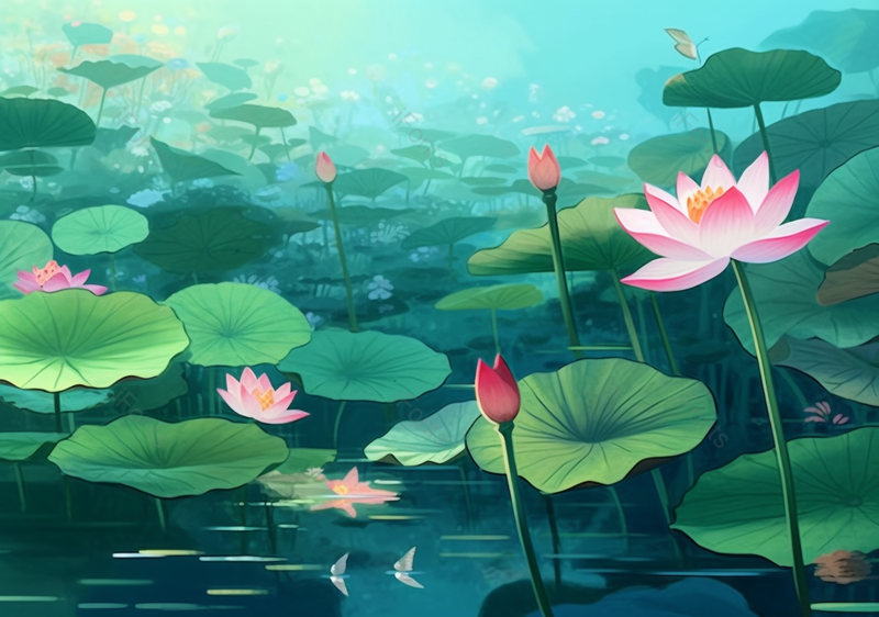手绘荷花荷叶植物,插画/手绘图,插画/手绘图库,插画/手绘图下载,插画/手绘